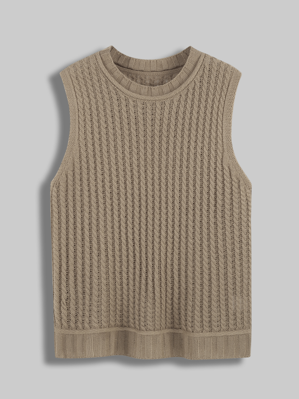 Câblodistribution sans manches pour femmes Chandail de sweater Vest Col d'équipage solide en acrylique