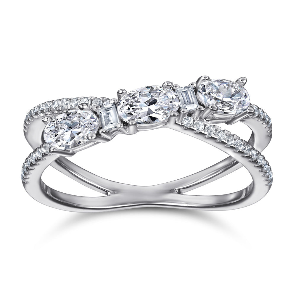 Anneaux 925 Argent Rotary Cross Denier Zircon Anneau de fiançailles pour femmes