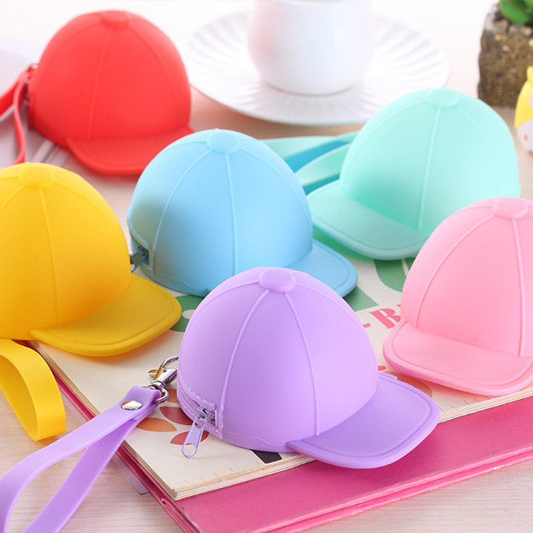 Mignon dessin animé chapeau couleur couleur Silicone Coin Purse