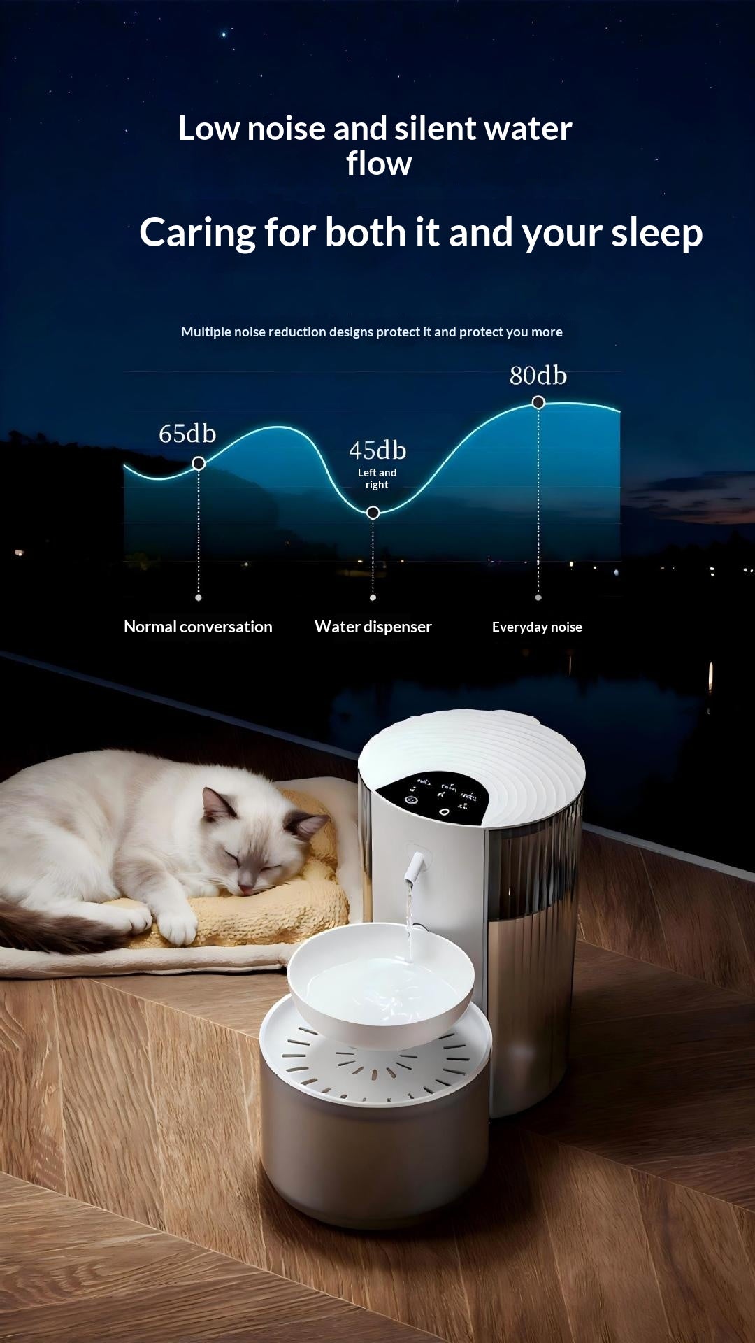Smart Constante-Température 3L Fontaine d'eau pour animaux avec séparation de l'eau propre et rinçage Mec