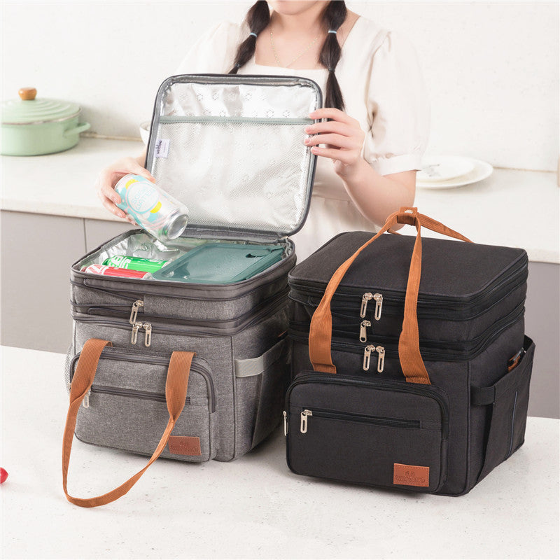 Sac à lunch double couche haute capacité avec isolation thermique pour picnics