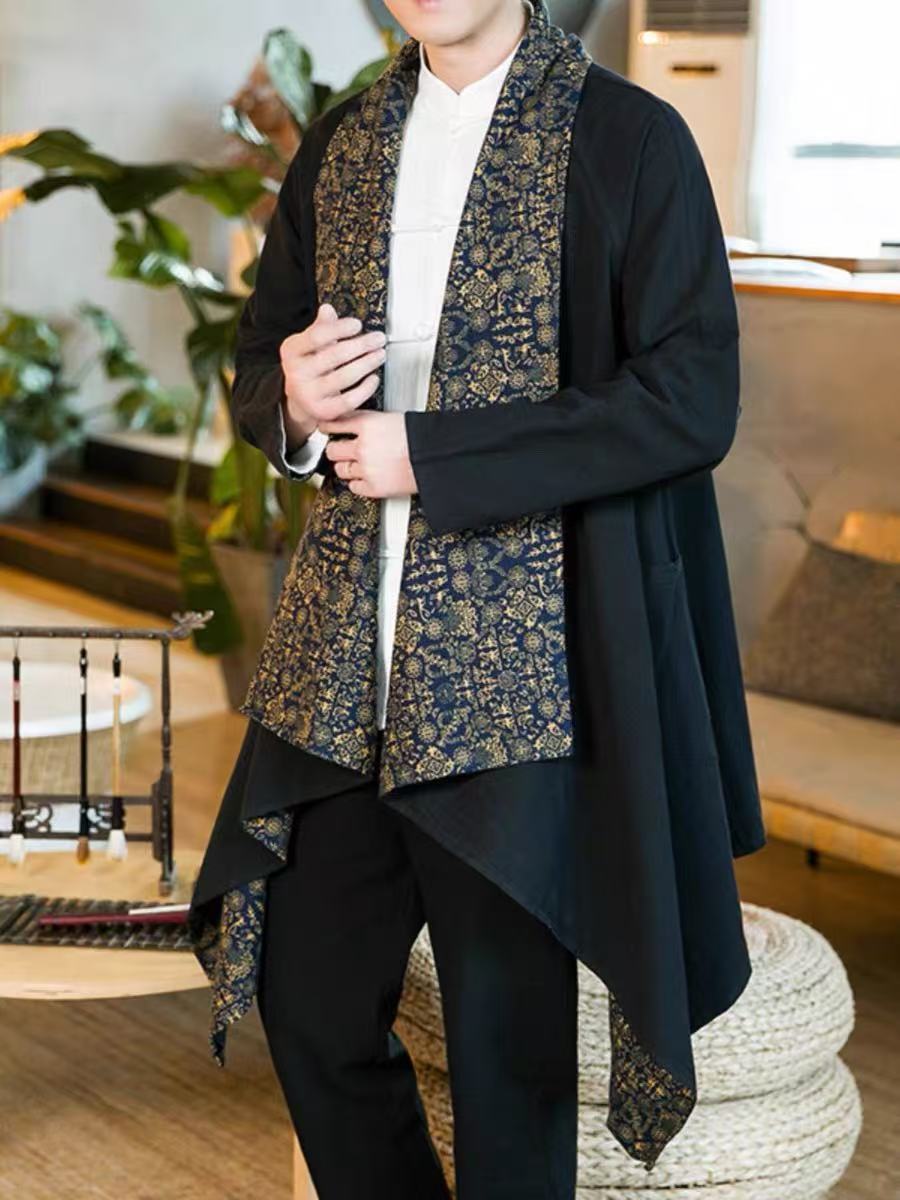 Manteau à manches longues à double assise pour hommes