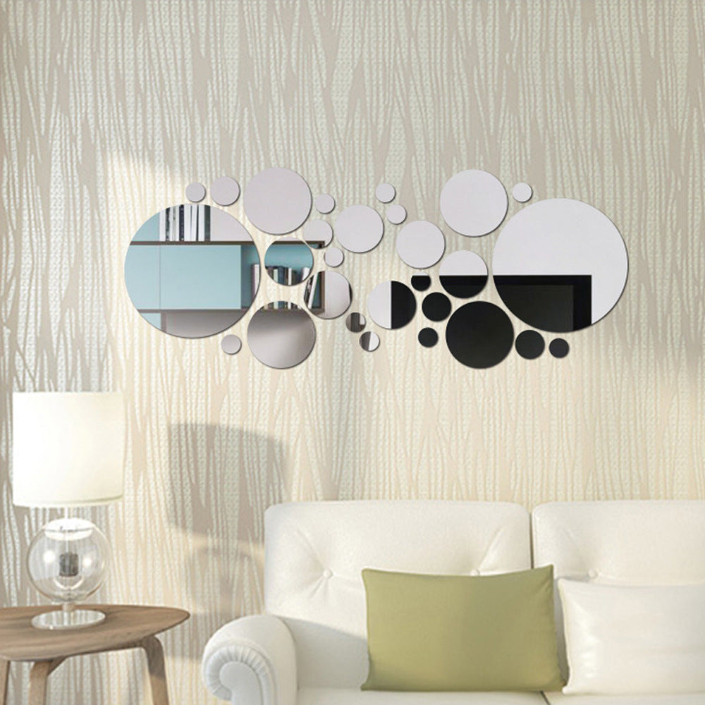Grand et petits cercles Miroir Sticker 3D Stéréo Décoration murale acrylique