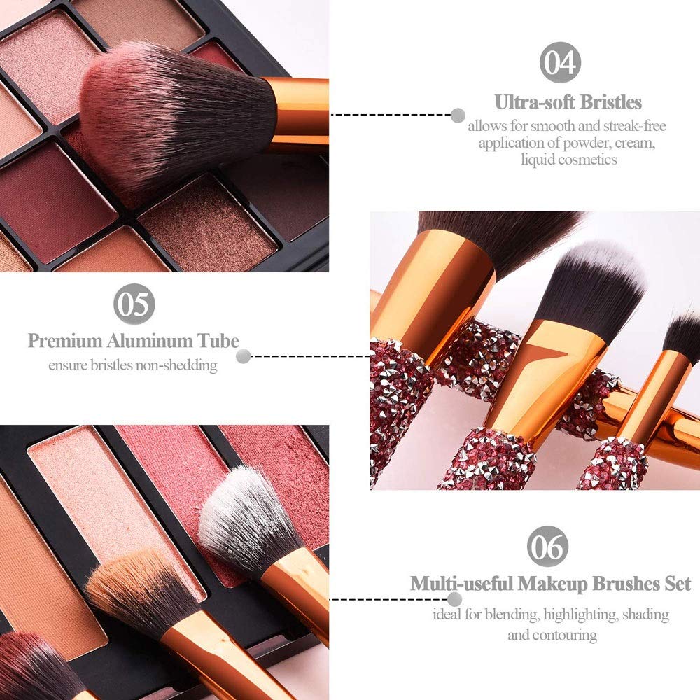 10 en 1 pinceau de maquillage personnalisé en diamant