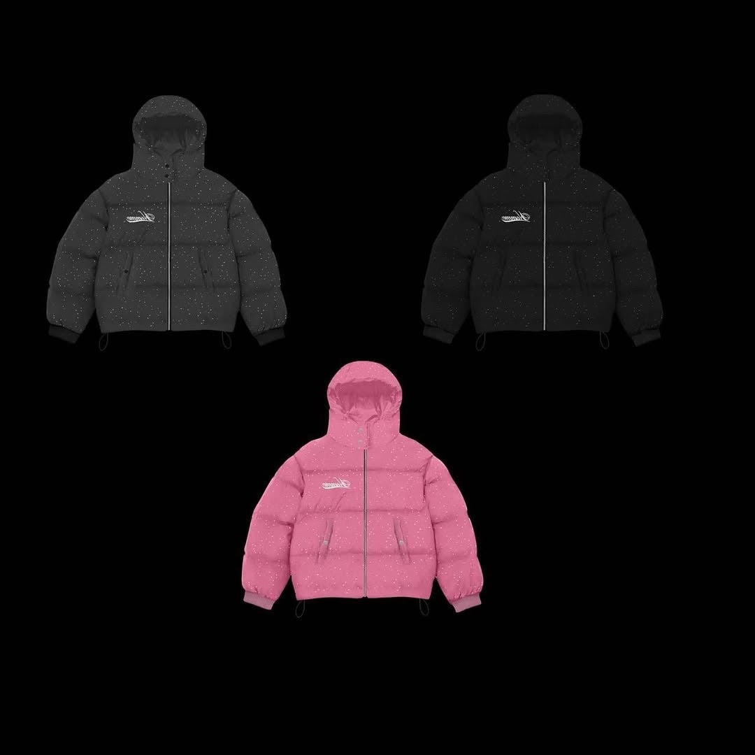 Manteau de coton épais avec fermeture éclair et transfert thermique Strass