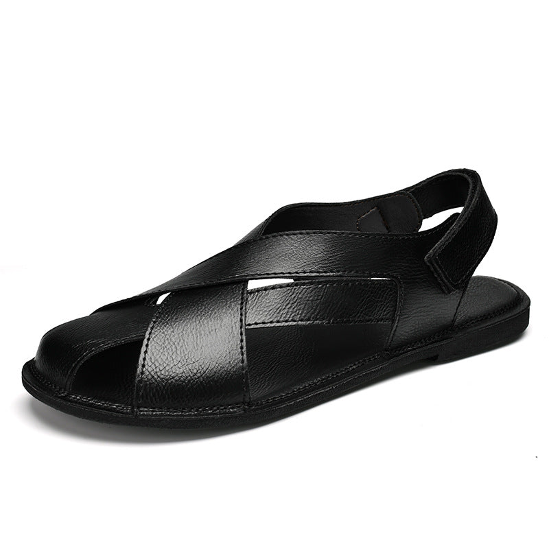Été Style véritable cuir Casual Beach Sandales non glissantes à double usage