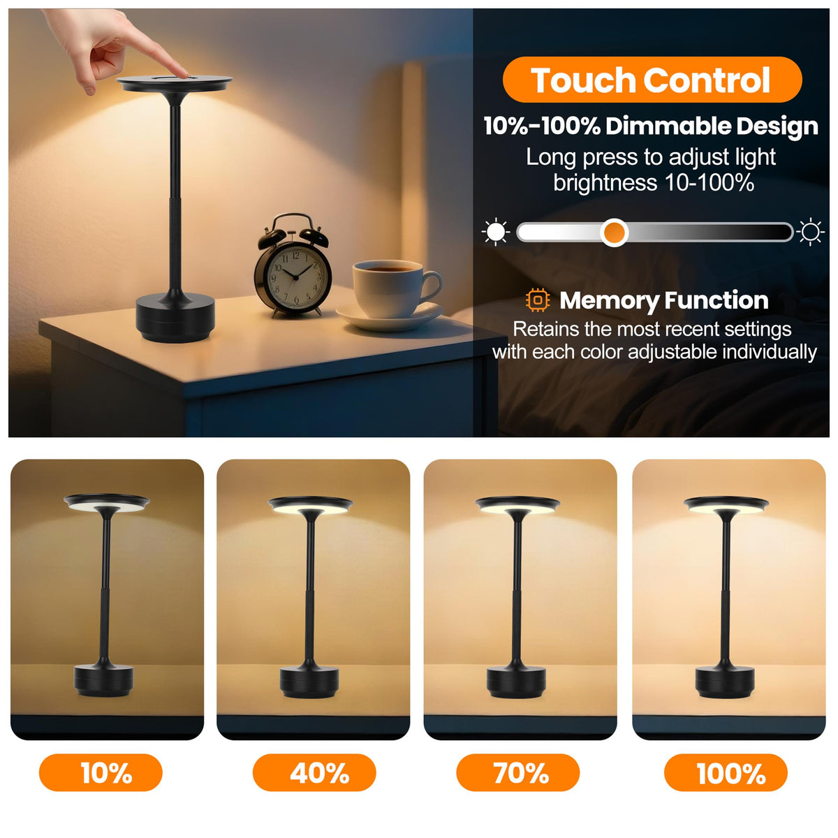Lampe de table rechargeable sans fil 2pcs