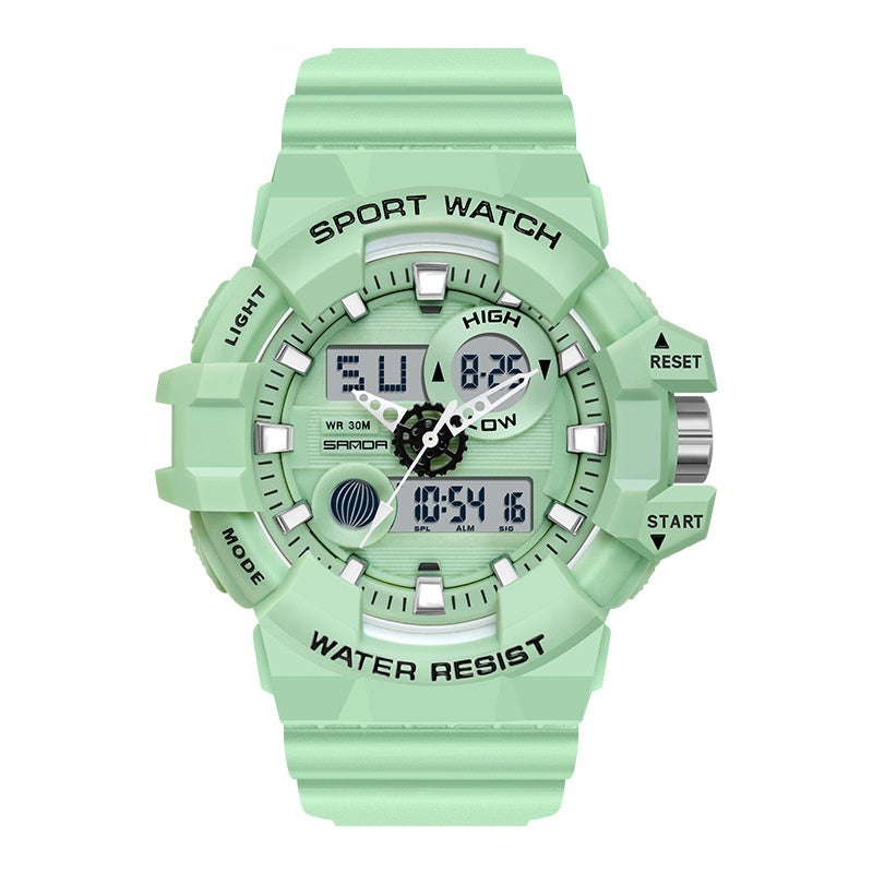 Trendy Sports Montre électronique Mode Double affichage Grand Cadran Lumineux Imperméable Unise