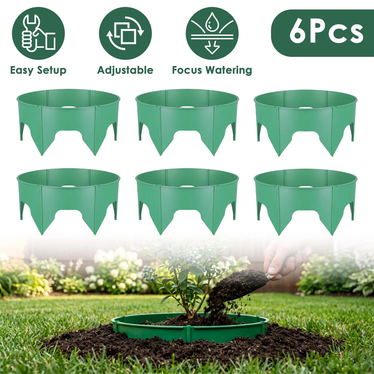 6Pcs/12Pcs 10in Plantation Anneaux de culture réglables pour les plantes extérieures Interlocking PP Plant Pr