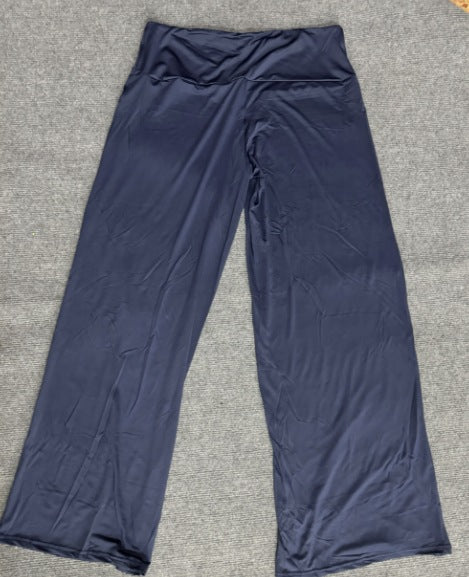 Pantoufles en soie de glace drapées à large leg Plus taille Yoga Long Pantalons Fitness Style