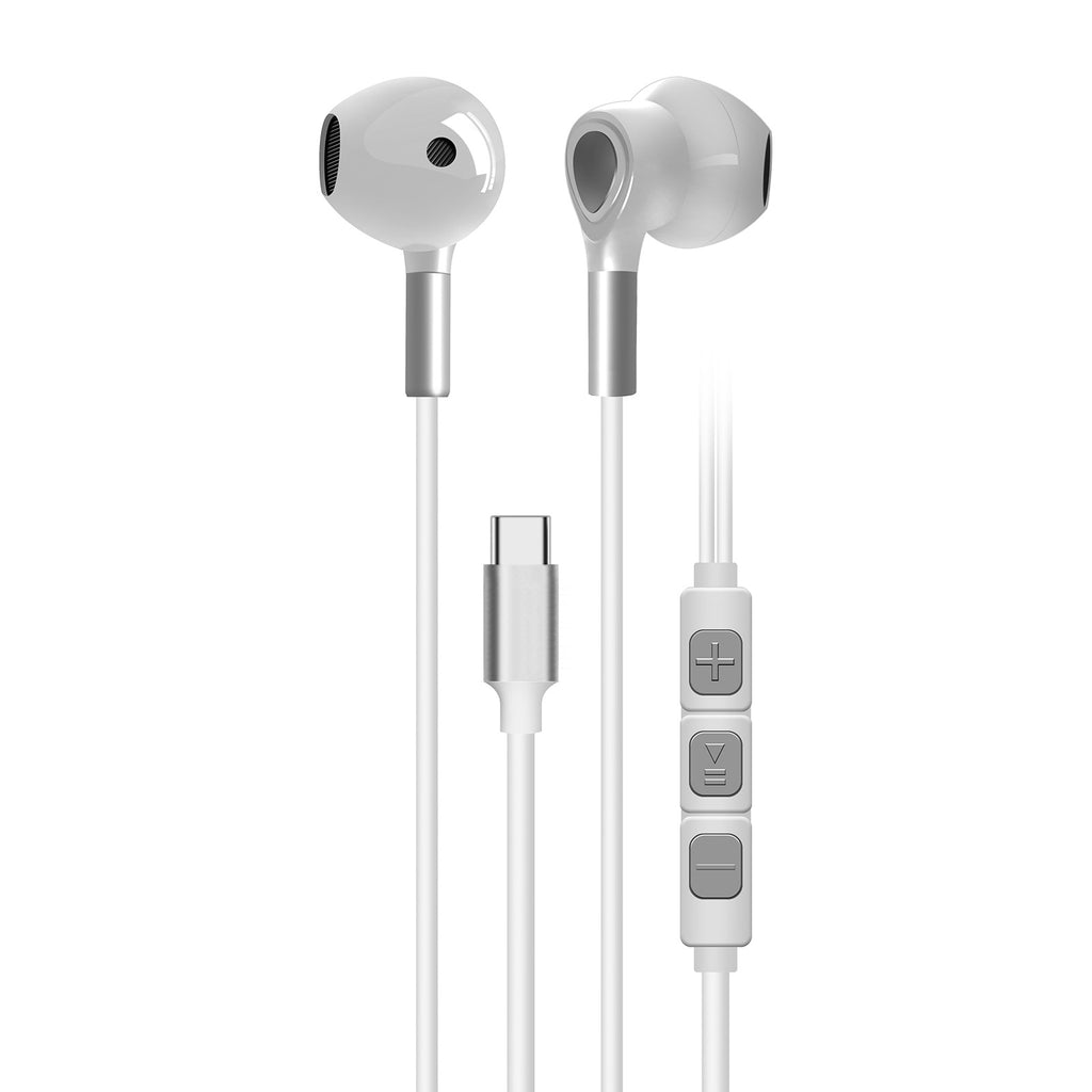 KP-244 Écouteurs filaires avec commandes en ligne Connecteur USB-C semi-en-oreille Conception haute volum