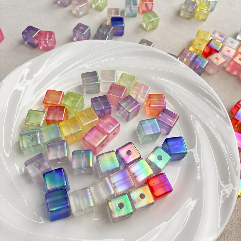 Perles UV plaquées Matte Acrylique Cube