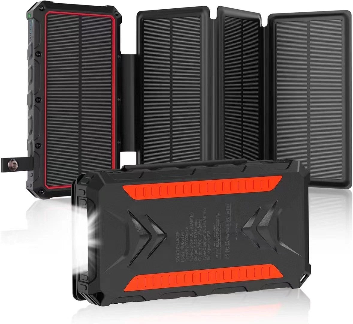 20 000mAh Banque d'énergie pliable à énergie solaire avec recharge sans fil