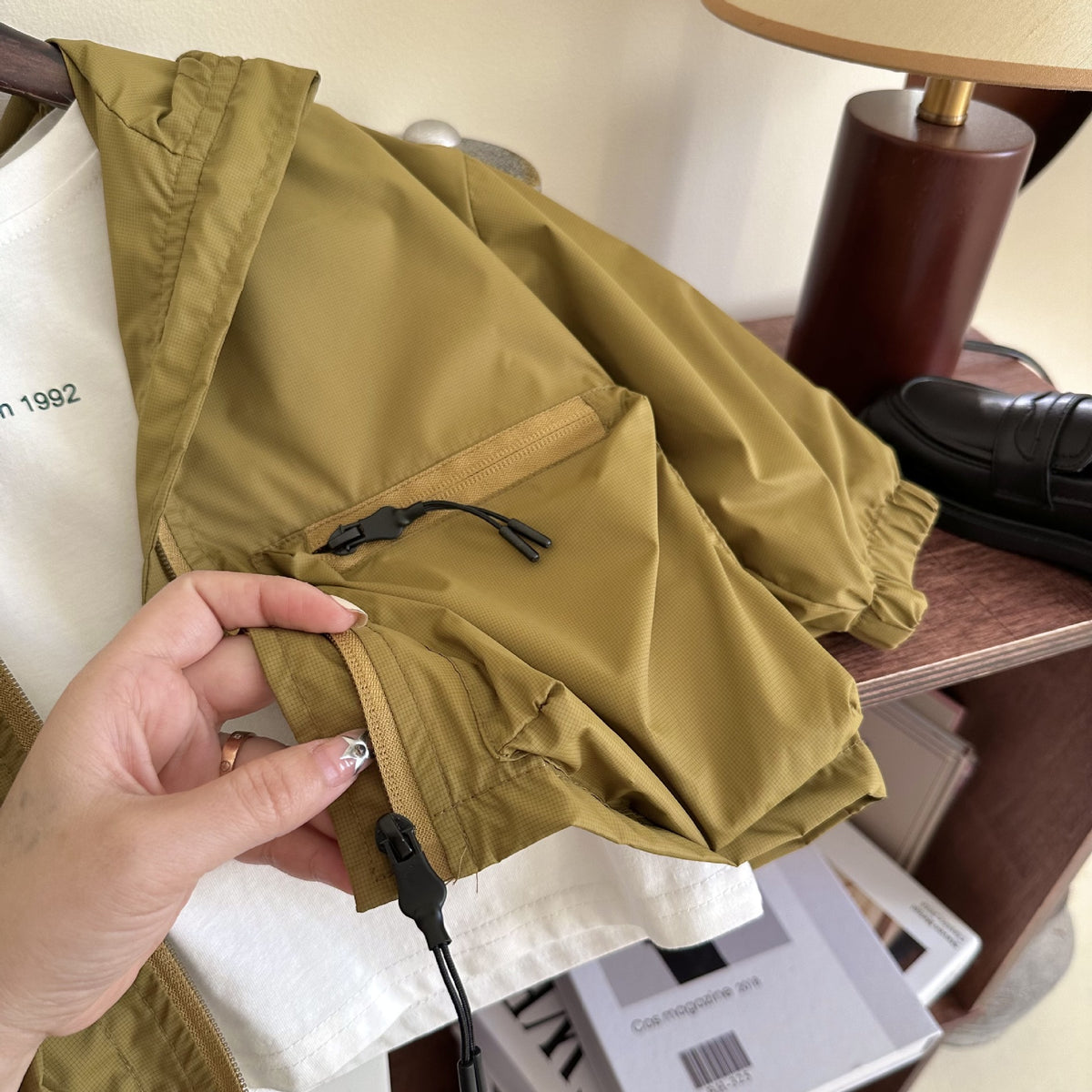 Garçon Solid Color Short Hood Shell Veste