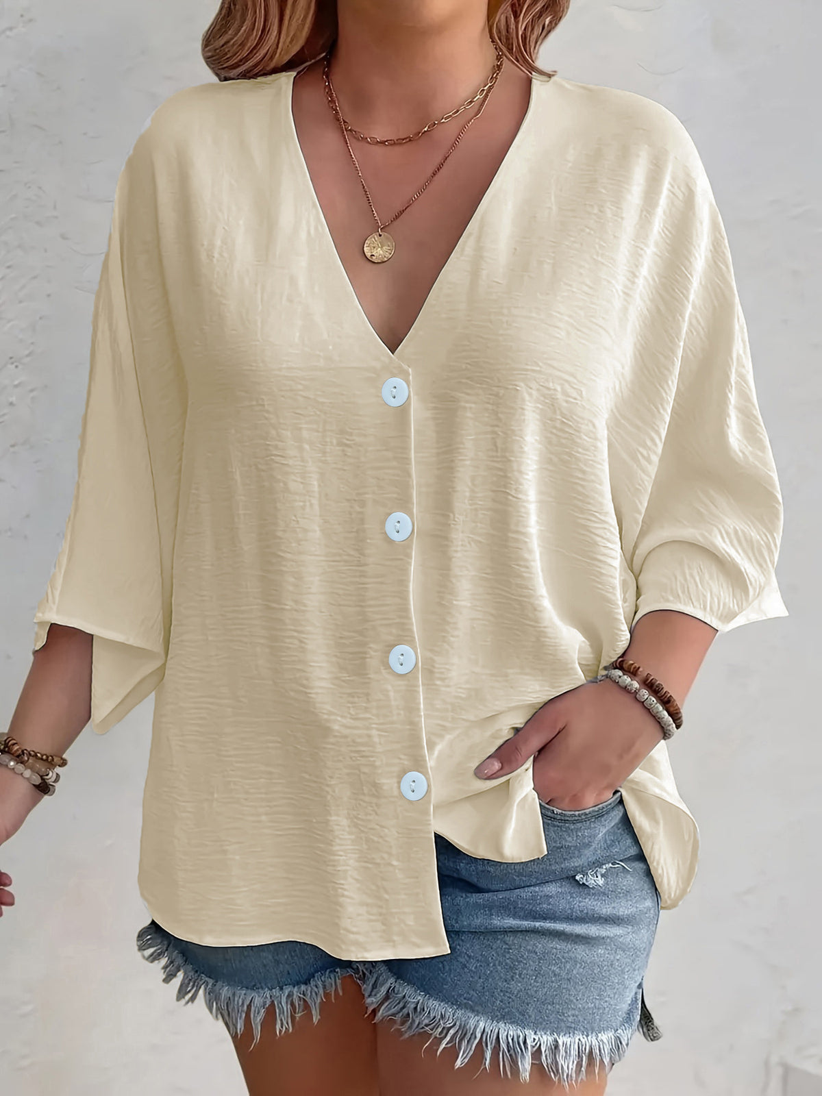 Printemps et automne Station indépendante européenne et américaine Amazon Vêtements pour femmes V-Neck