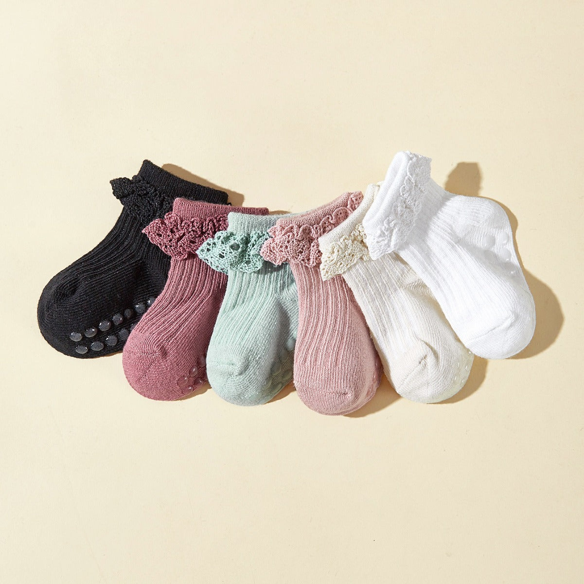 Printemps et été 6 paires bébé fille Dentelle Chaussettes Tube Chaussettes