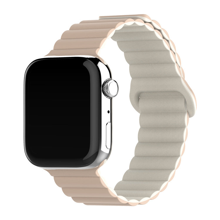 Bracelet de montre à boucle magnétique en silicone bicolore