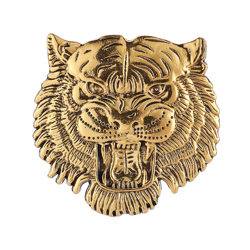 Fierce Tête Lion et Tigre Brooch Vintage Personnalisé