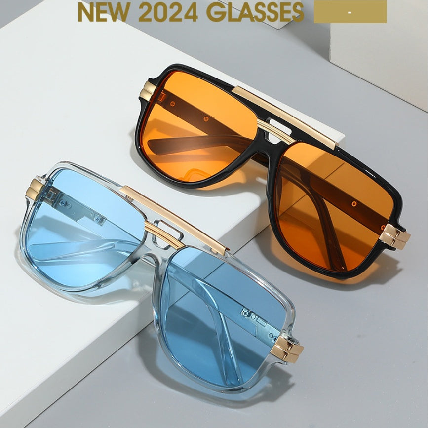 Lunettes de soleil carrées rétro de mode en métal