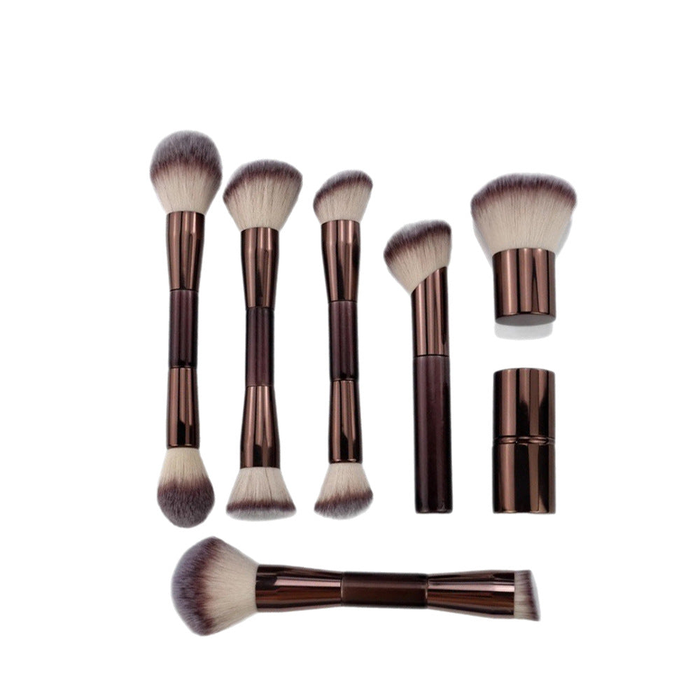 Maquillage double tête 7 pièces avec brosse télescopique sur une base double tête