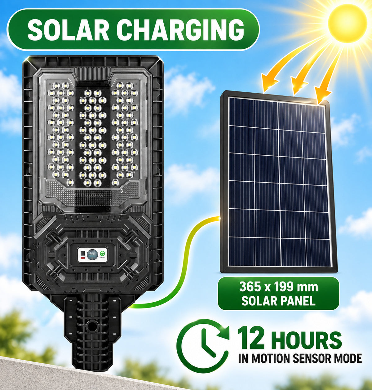 Solar Powered Motion Sensor Outdoor Light W7113 1 Noir pour Garden Yard Street Wall LED