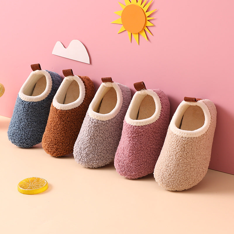 Pantoufles de coton d'automne et d'hiver à doublure polaire pour enfants