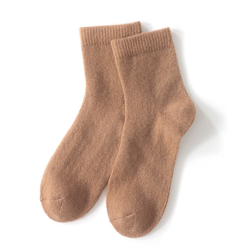 Mid-High Tube Pure Couleur Chaussettes en cachemire Chaussettes de maternité unisexe Hiver Chaussettes épaisses froides Guerre