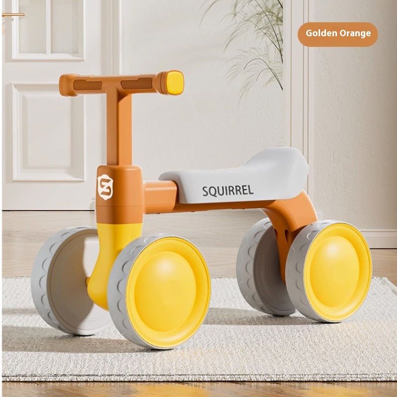 Four-wheel pedal-less children's balance bike
