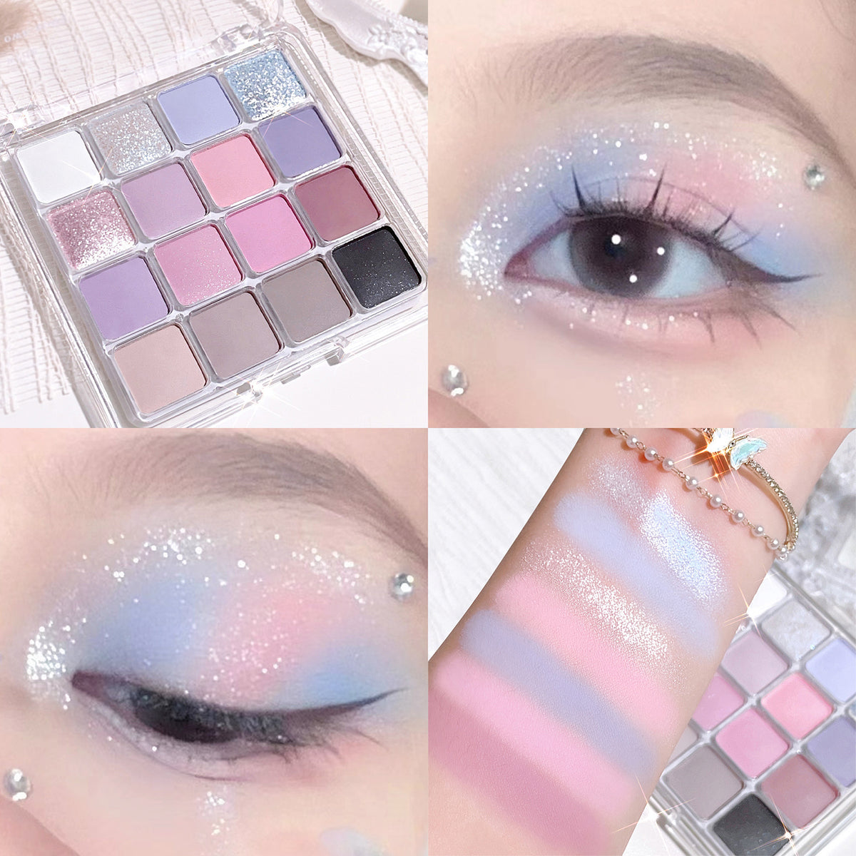 16 Colors Eyeshadow Palette Matte Pearly Fine Shimmer Low Saturation