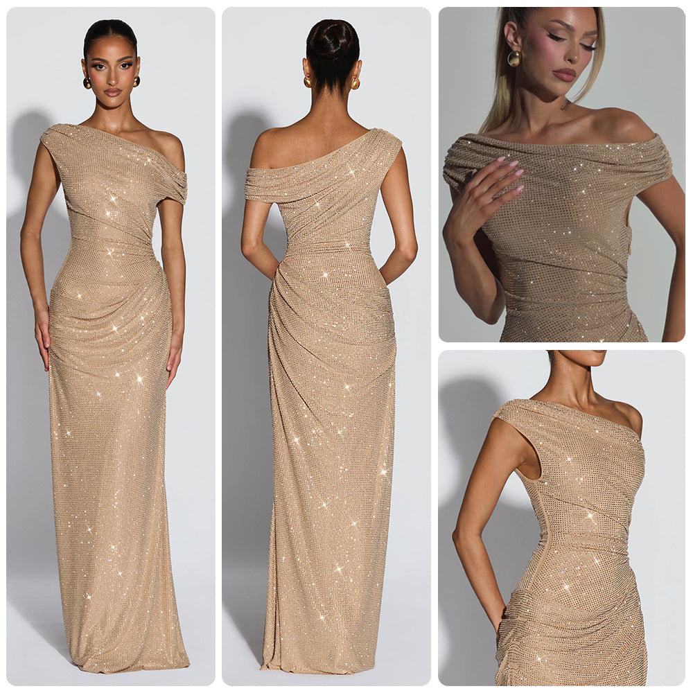 Robe de gaine d'une épaule en feuillu pour femmes