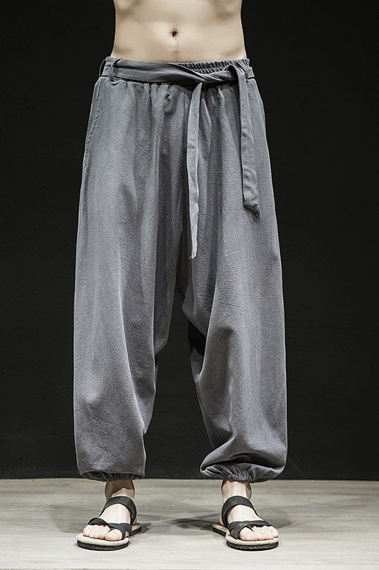 Pants de style chinois de printemps et d'été Largeur de bande élastique pour hommes