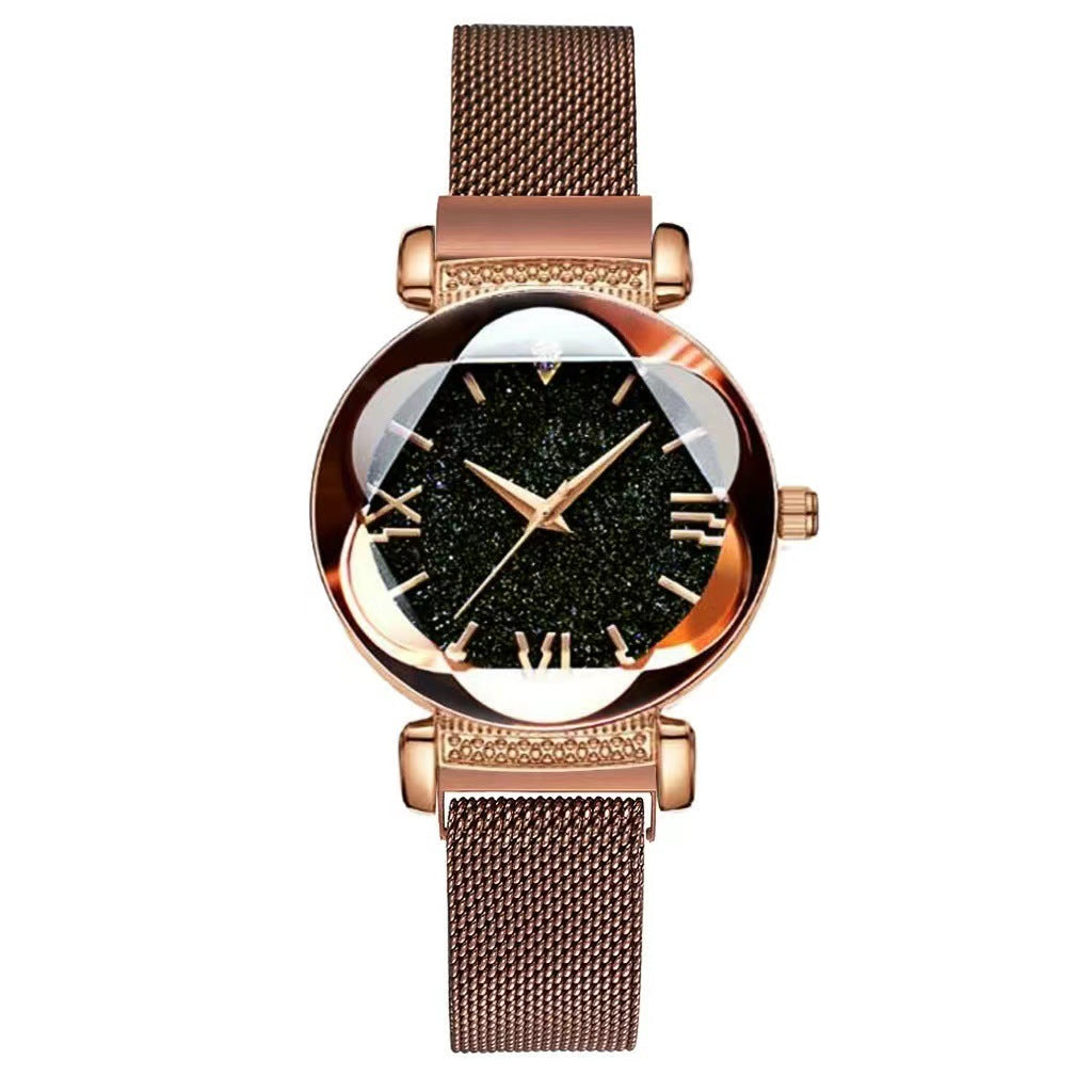 Magnetic-steel Starry Sky Montres pour femmes de style romain avec bracelet milanais polyvalent