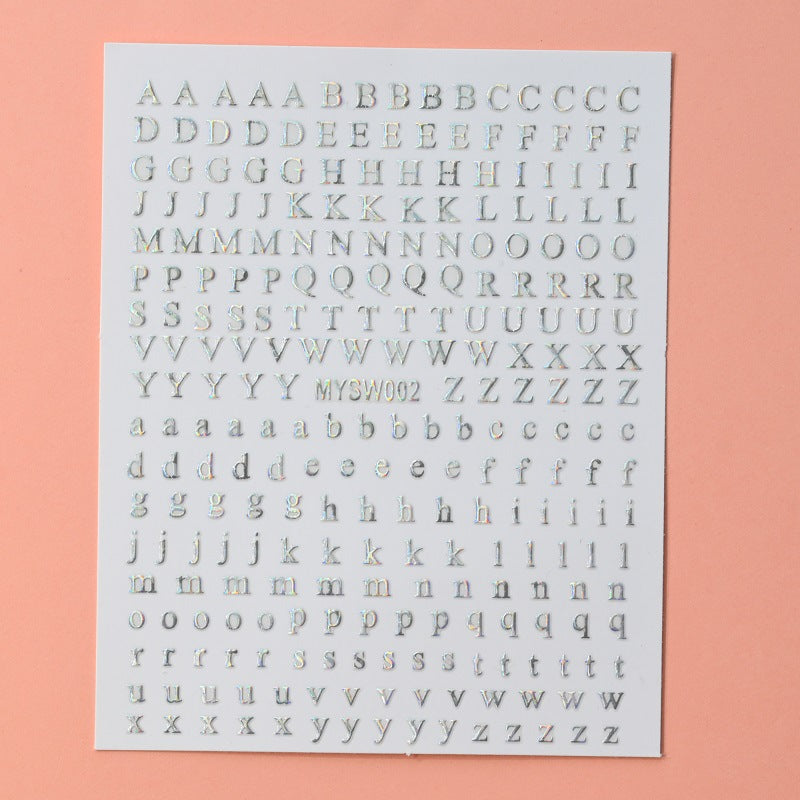 Stickers Nail 12 Couleurs Boîtier en lettres anglaises Décoration pour bricolage fluorescent