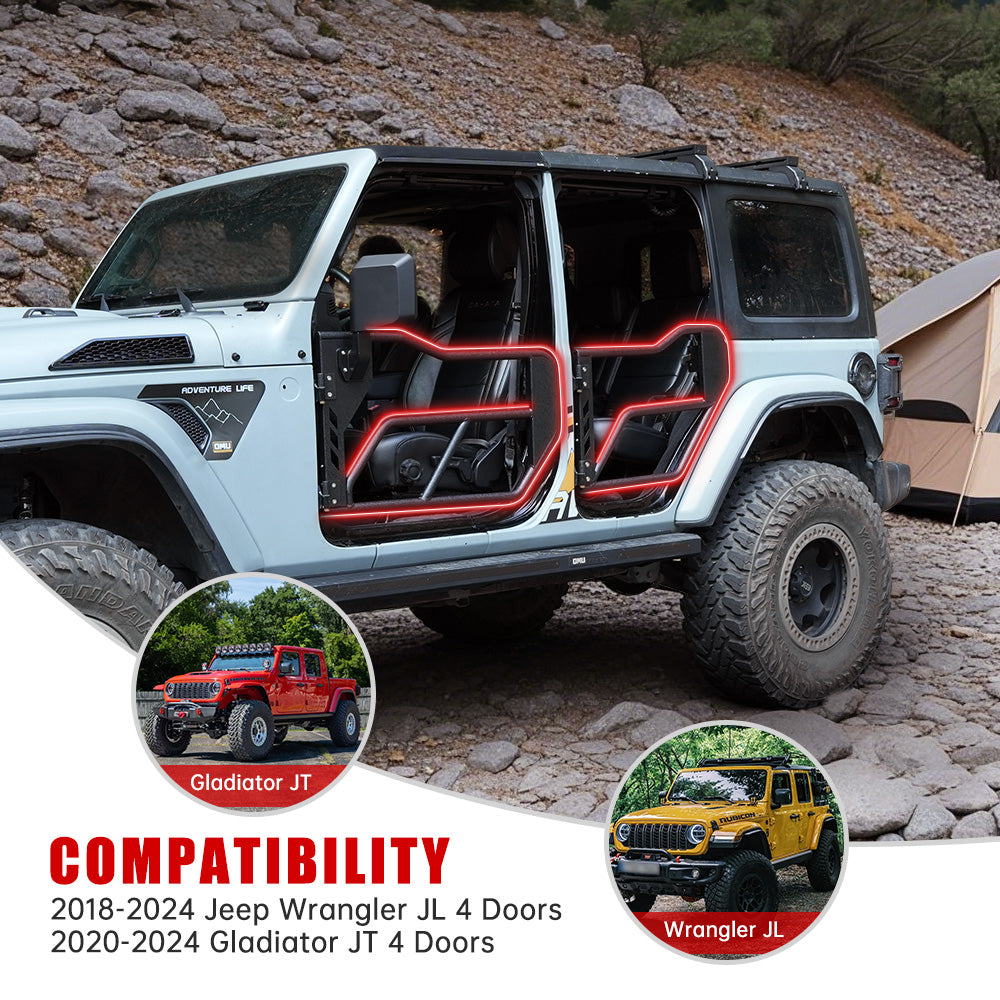 Portes de tubes avec miroir de vue latérale pour 2018- Wrangler JL
