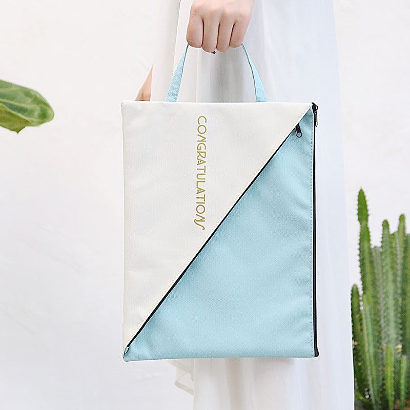 Étudiant Double couche Creative Test Sac de rangement en papier Zipper Sac à main Toile Waterproof Info