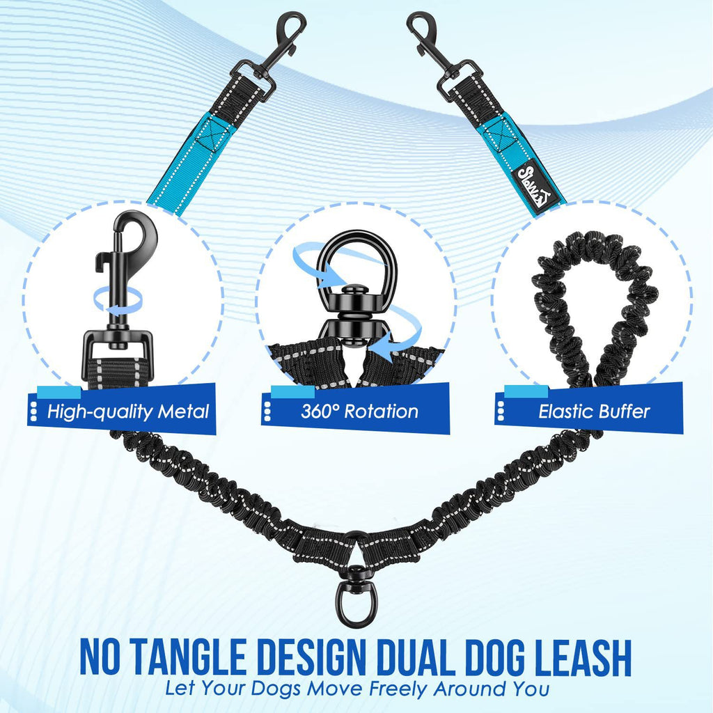 Amazon Double chien laisse anti-évasion Coussin confortable 360 roulement lourd-reflex