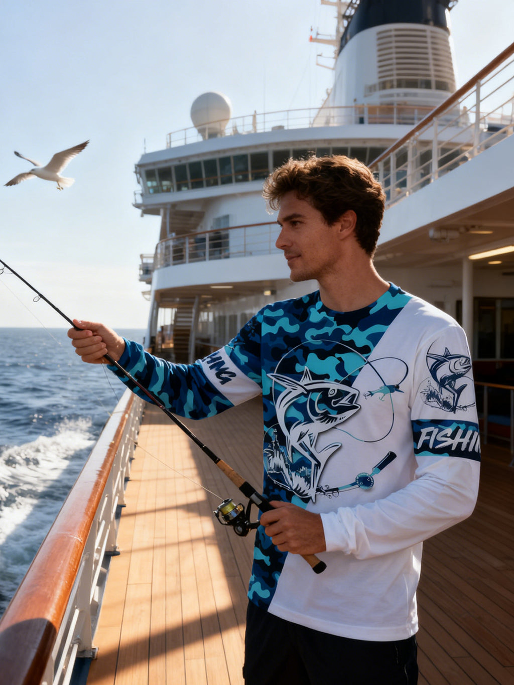 Pêche Hoodie UPF 50 anti UV Sailing Shirt Surf d'été Hommes Long Sleeve Hunting Jersey