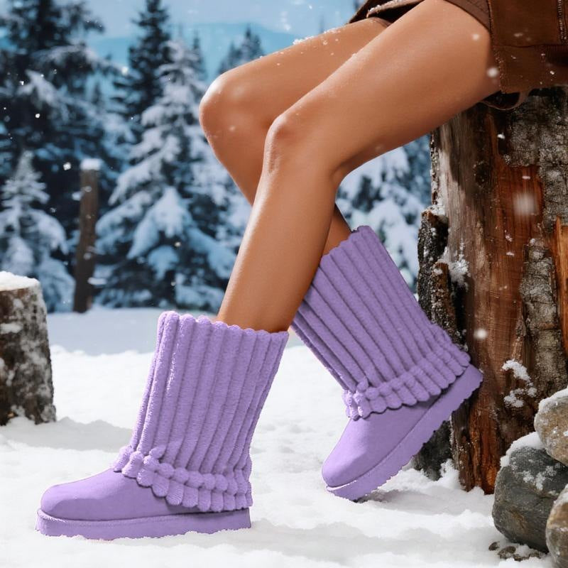 Bottes de neige de couleur solide pour femmes haut de gamme
