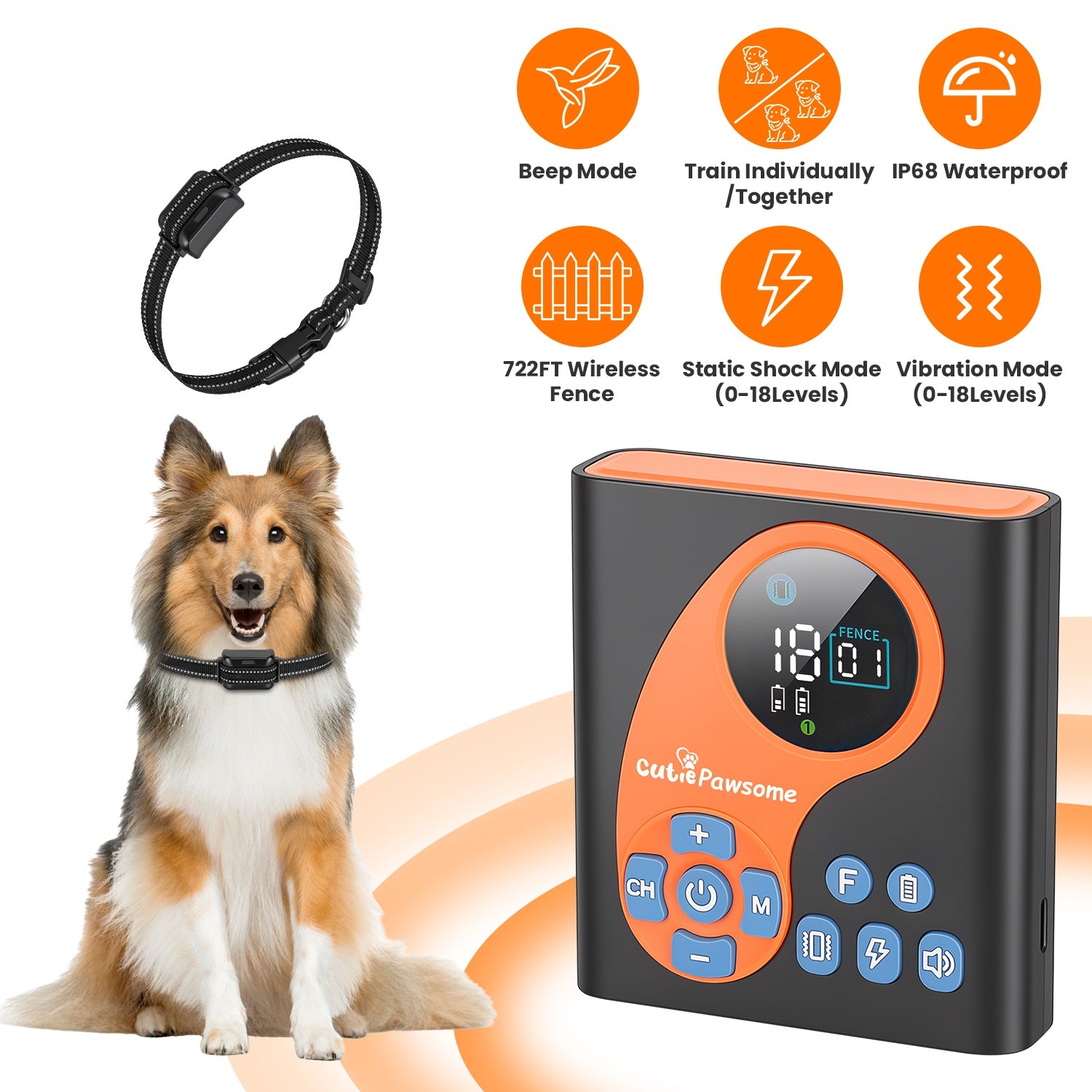 2 en 1 sans fil système de clôture de chien avec collier d'entraînement Invisible de clôture de chien IP68 étanche
