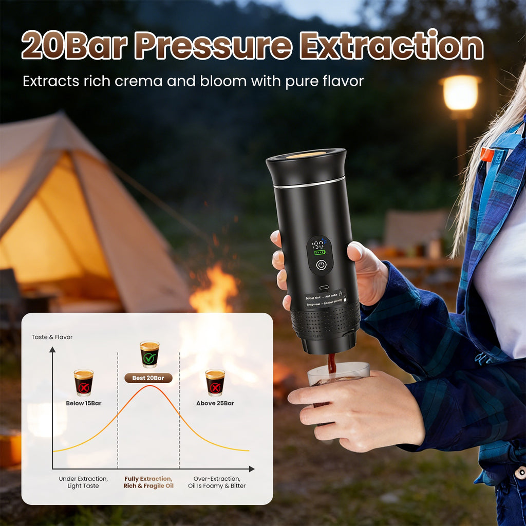 3 En 1 Portable Espresso Machine sans fil journée mère auto-chauffage Cafetière avec 7500mA