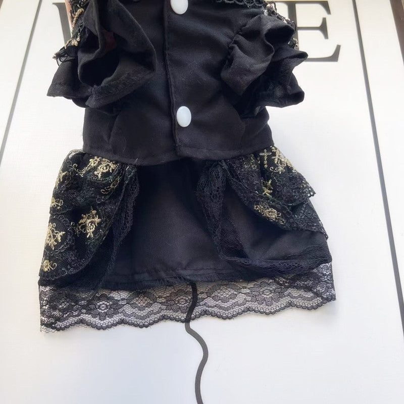 Vêtements de chien de chat en jupe dorée gothique
