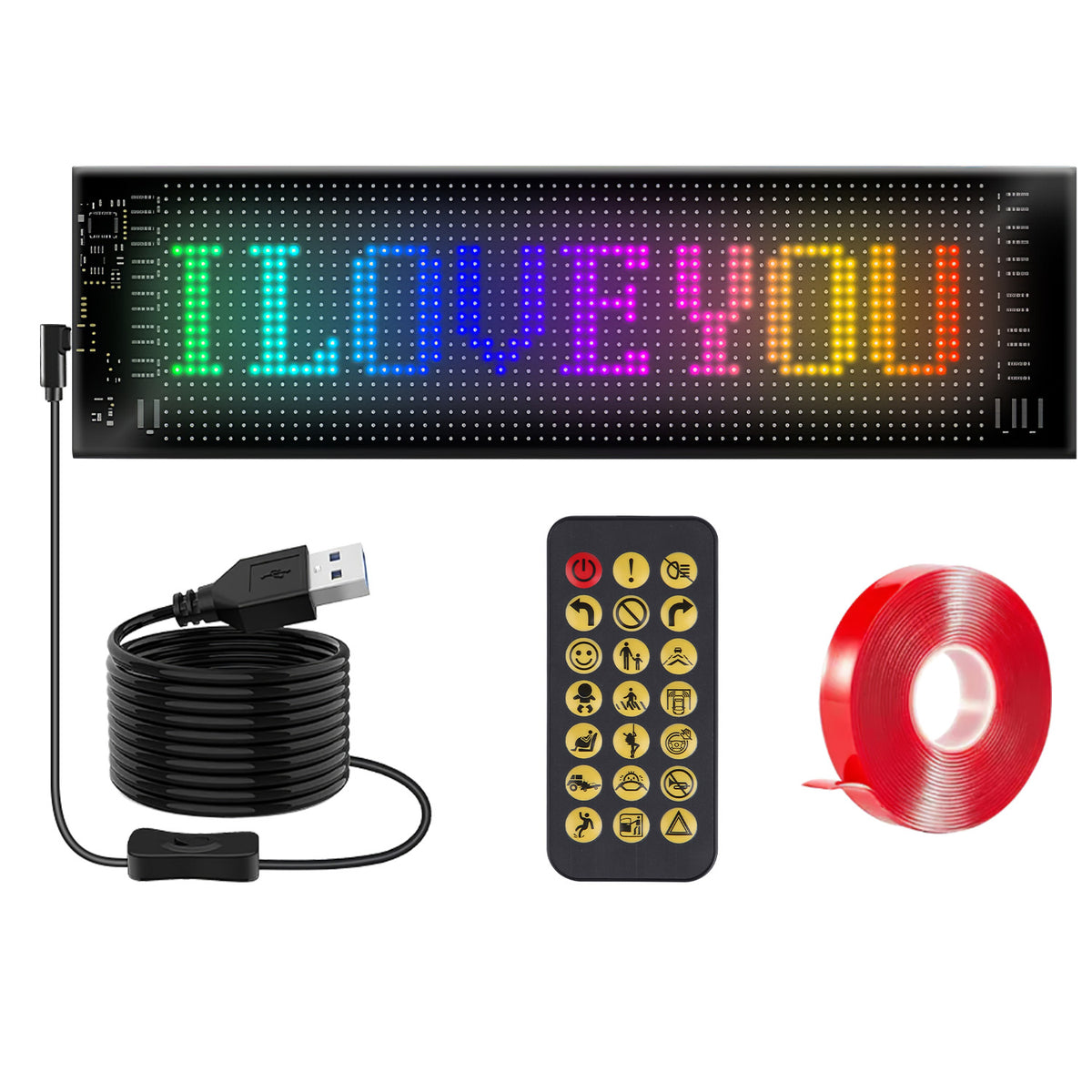 2Pack 16x96 Matrix Devil Eyes lumières pour voiture ultra-mince programmable LED enseignes de voiture avec AP