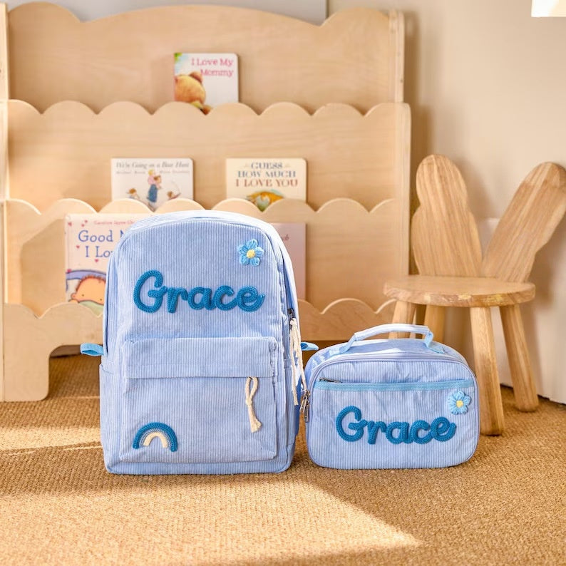Retour à l'école Saison enfants Sac à dos et sac à lunch Set Chunky Fils fait main