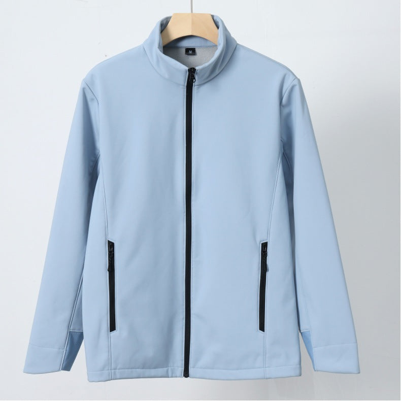 Couples' Solid Color Stand-collar Softshell Jacket