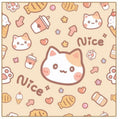 Simple Cartoon Imprimé Cat Cloth Sac cosmétique