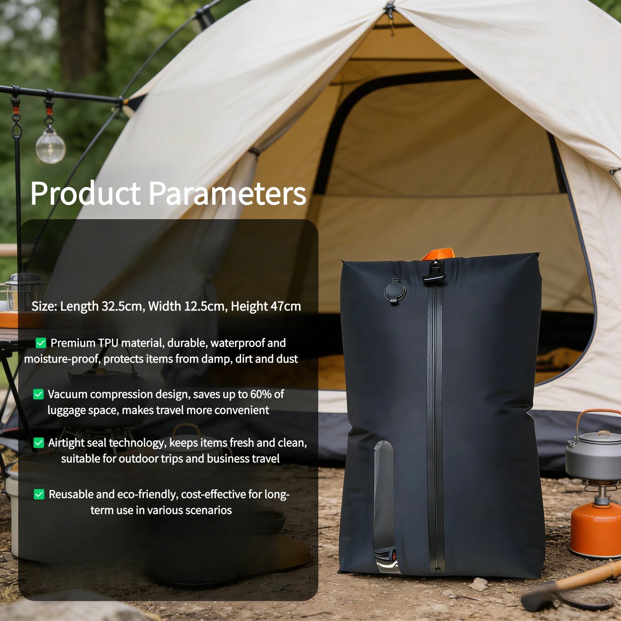 Sac à bagages multi-usages TPU Sac à compression sous vide Camping étanche Et à l'épreuve de l'humidité