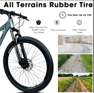 A26317 KIAPALNO Vélo de montagne tout-terrain de 26 pouces avec freins à disques