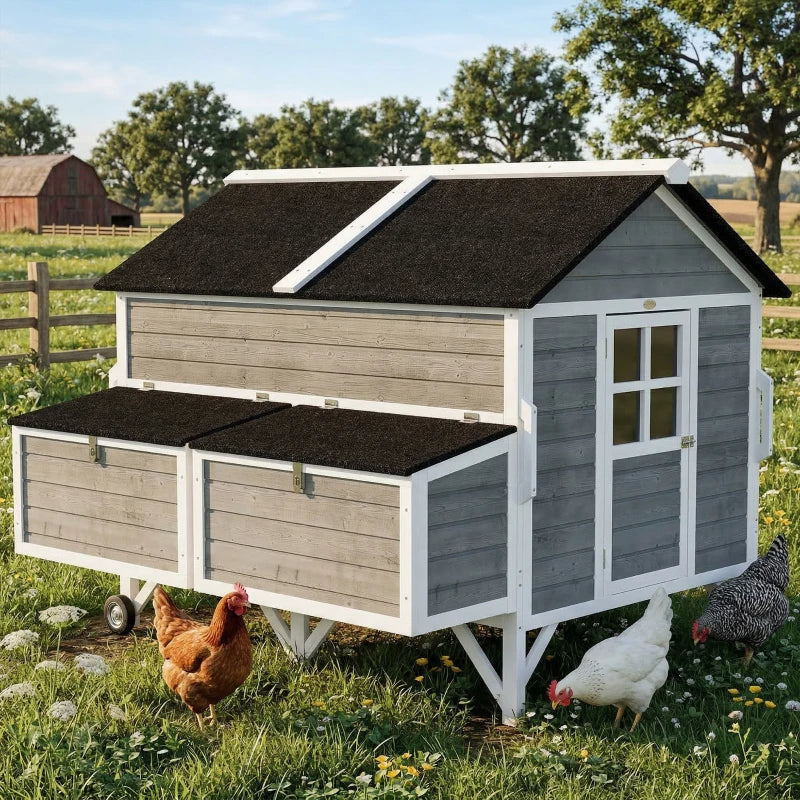 Roues Coop W de poulet en bois