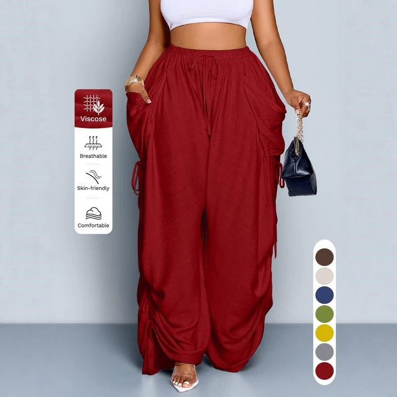 Pantalon large taille haute plissé de style punk rétro