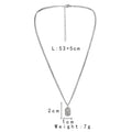Mode Minimalist Relief XINGX plaque carrée collier pendentif Trendy Hommes